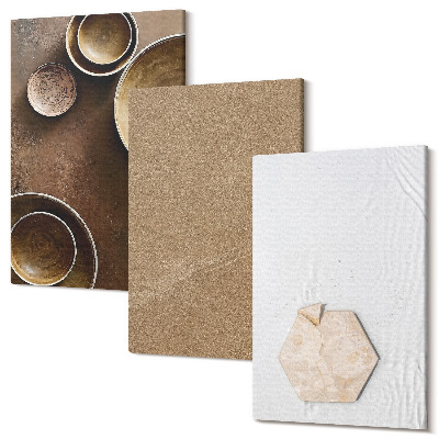 Set tablouri canvas triptic Texturi minimaliste în culori calde