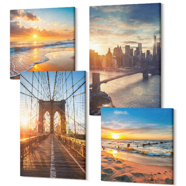 Tablouri multicanvas 4 piese Poduri și apusuri în peisajul urban