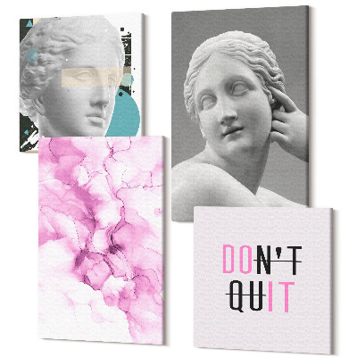 Tablou 4 piese Abstracția acuarelă care inspiră sloganul sculpturilor antice