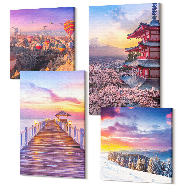 Tablouri canvas set 4 piese Peisaje romantice cu cer pitoresc