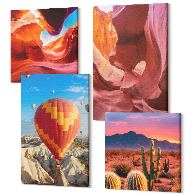 Tablou 4 piese Peisaje de chei deșertului și zbor cu balonul