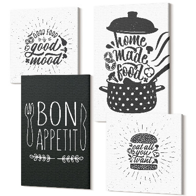 Tablouri multicanvas 4 piese Grafică cu alimente și sloganuri culinare