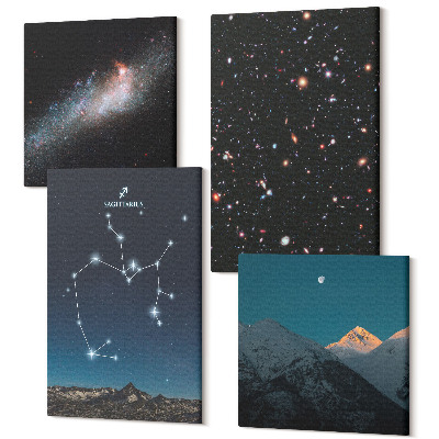 Tablou 4 piese Galaxii, constelații și semn zodiacal Săgetător