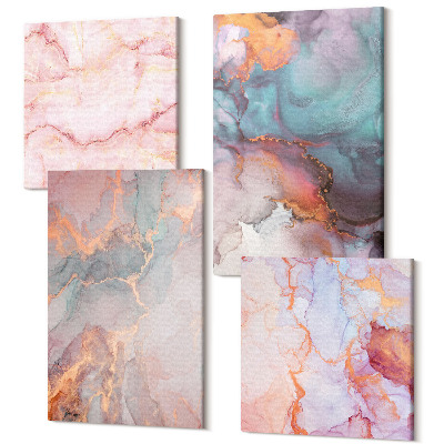 Tablouri canvas set 4 piese Modele abstracte în culori pastelate cu accente
