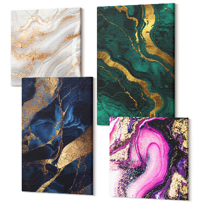 Tablouri canvas set 4 piese Modele abstracte de marmură și vopsele amestecate