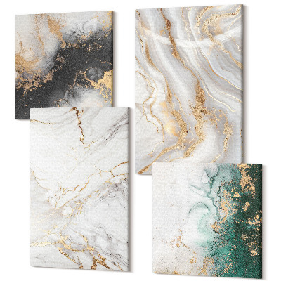 Tablouri multicanvas 4 piese Modele abstracte în nuanțe de alb, negru și verde