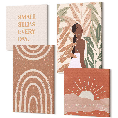 Tablouri canvas set 4 piese Forme și ilustrații abstracte Boho