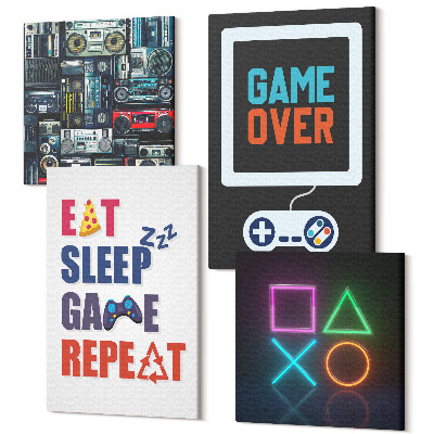 Tablouri canvas set 4 piese Subtitrări pentru jucători legate de divertisment