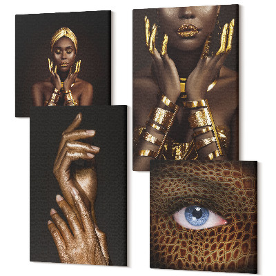 Tablou 4 piese Portrete elegante ale unei femei africane