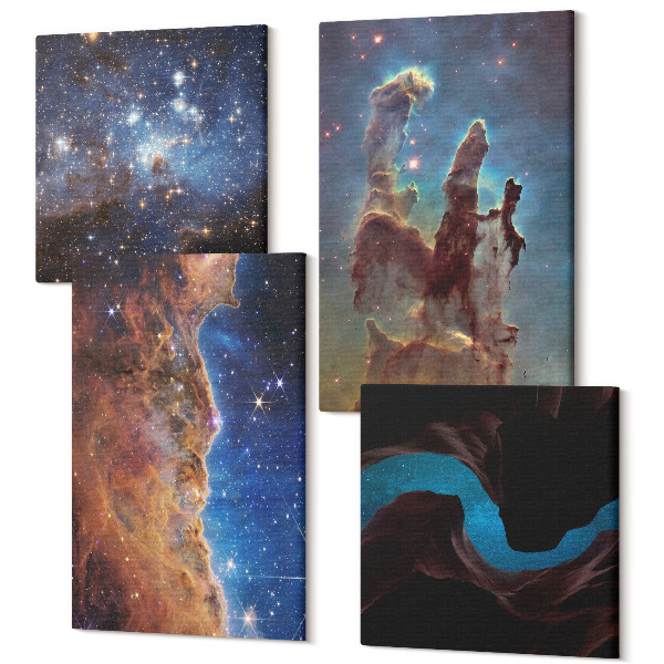 Tablou 4 piese Peisaje spațiale cu galaxii și nebuloase