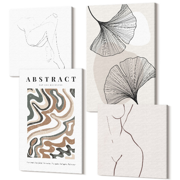 Tablouri canvas set 4 piese Poster abstract cu forme feminine lasă stil boho
