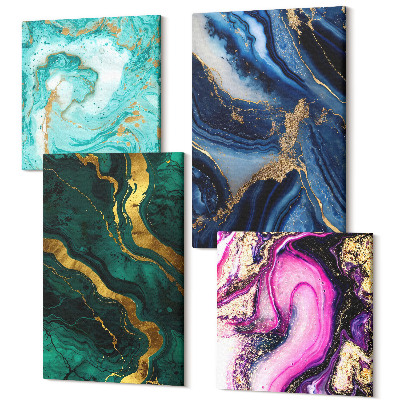 Tablouri multicanvas 4 piese Modele abstracte în nuanțe de roz, verde și albastru