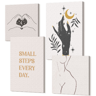 Tablou 4 piese Ilustrații minimaliste care inspiră text boho
