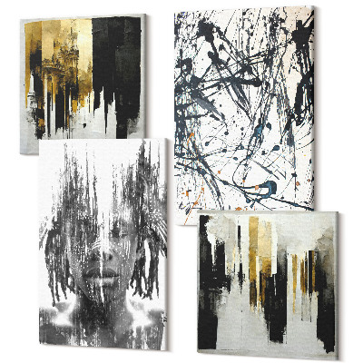 Tablou 4 piese Contrastarea abstracțiilor cu portretul și arhitectura
