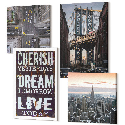 Tablou 4 piese Peisaje din New York cu un citat inspirator