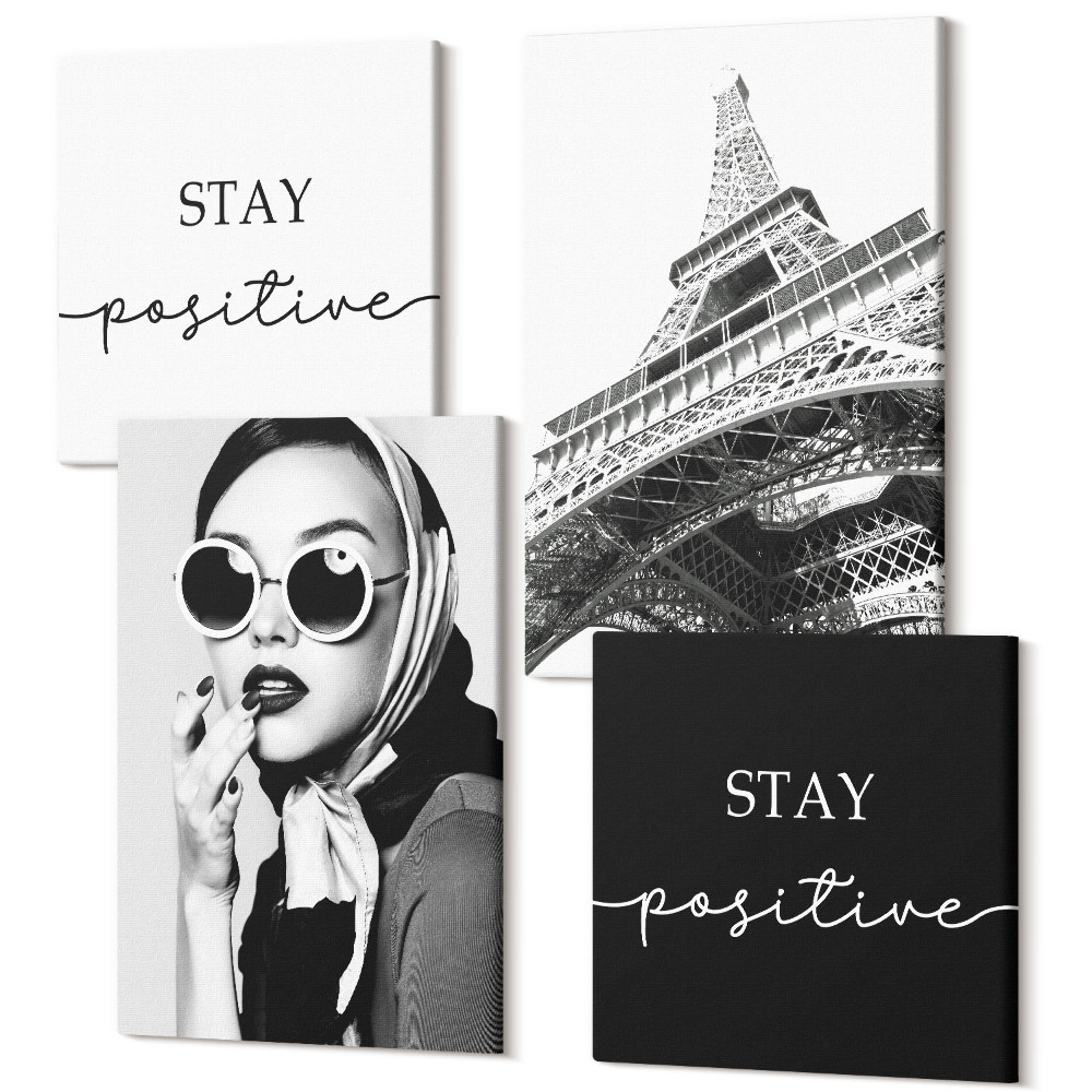 Tablou 4 piese Portrete franceze Turnul Eiffel care inspiră sloganuri