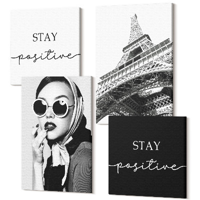 Tablou 4 piese Portrete franceze Turnul Eiffel care inspiră sloganuri