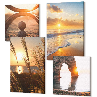 Tablouri multicanvas 4 piese Peisaje liniștite apus de soare pe plajă