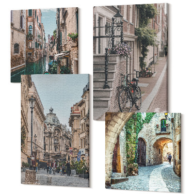 Tablouri canvas set 4 piese Străzi ale orașului venețian cu arhitectură și apă