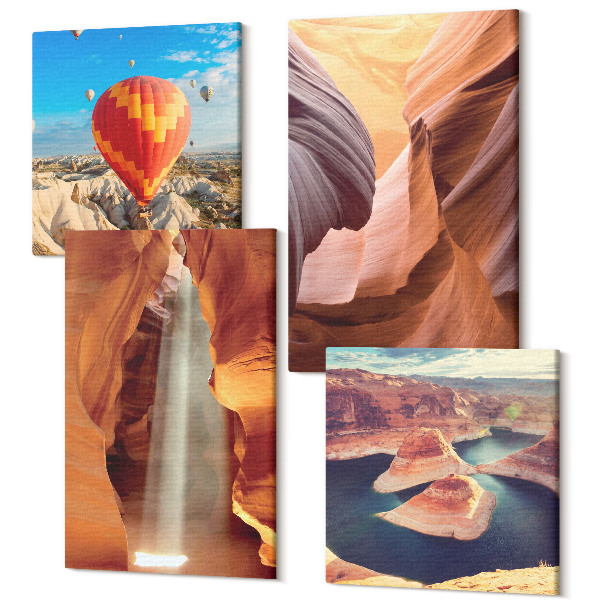 Tablou 4 piese Cascada în formațiunile stâncoase din defileu din canion