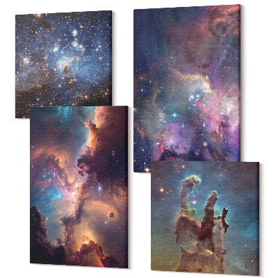 Tablouri canvas set 4 piese Peisaje spațiale cu stele și nebuloase