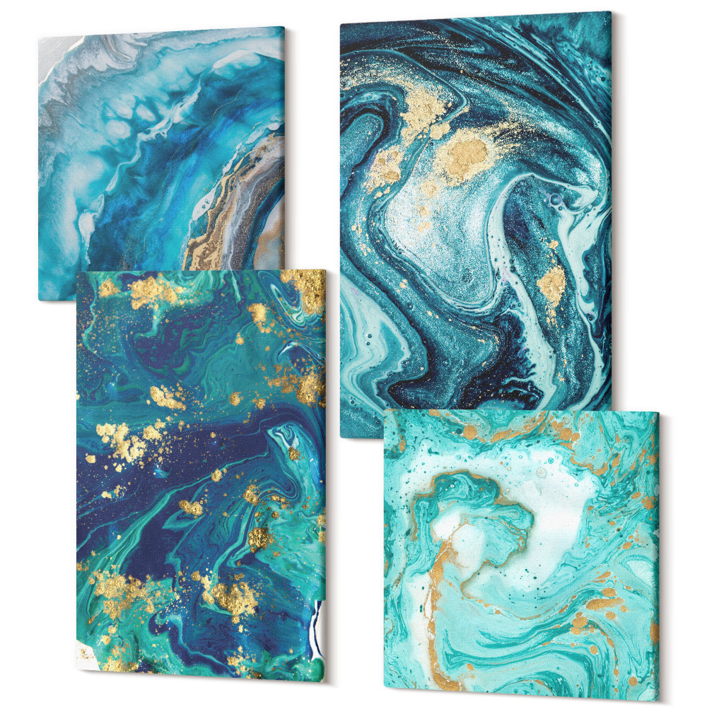 Tablouri multicanvas 4 piese Abstracții decorative ale vopselei vărsate