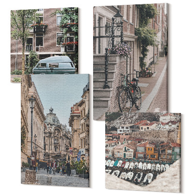 Tablouri multicanvas 4 piese Vedere liniștită la oraș asupra clădirilor