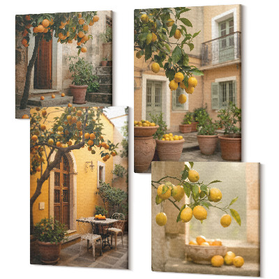 Tablouri multicanvas 4 piese O grădină cu citrice într-un cadru însorit