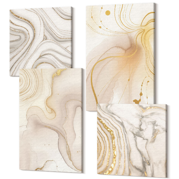 Tablouri canvas set 4 piese Modele abstracte subtile de vopsea vărsată