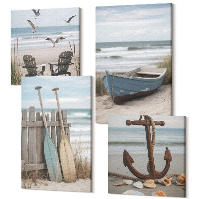 Tablouri multicanvas 4 piese Vedere de vară la peisajul plajei de la mare