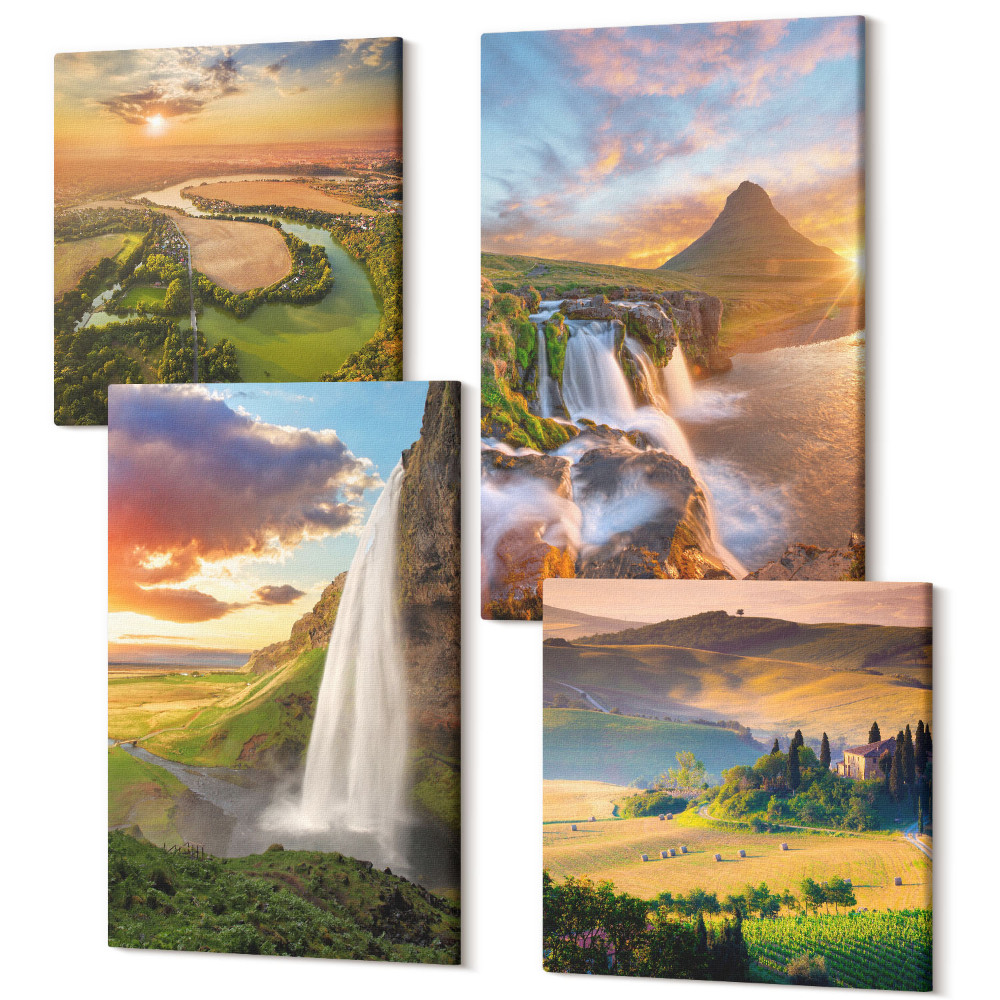 Tablouri canvas set 4 piese Vederi frumoase ale naturii italiene la apus