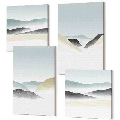 Tablouri multicanvas 4 piese Munți minimalisti în pasteluri delicate