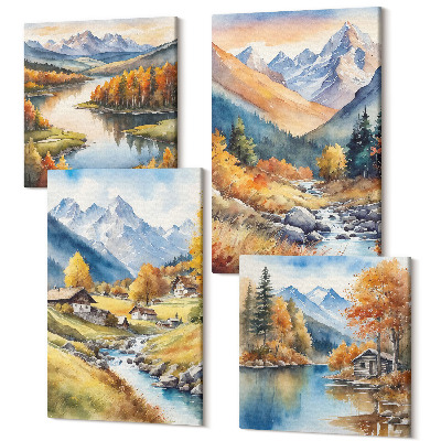 Tablouri multicanvas 4 piese Peisaje de toamnă ale naturii într-un stil pitoresc
