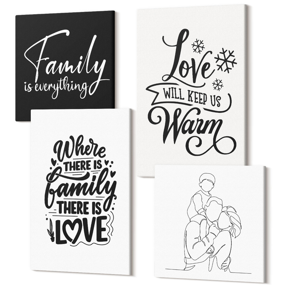 Tablouri multicanvas 4 piese Familie, dragoste, căldură, acasă, citate inspiraționale