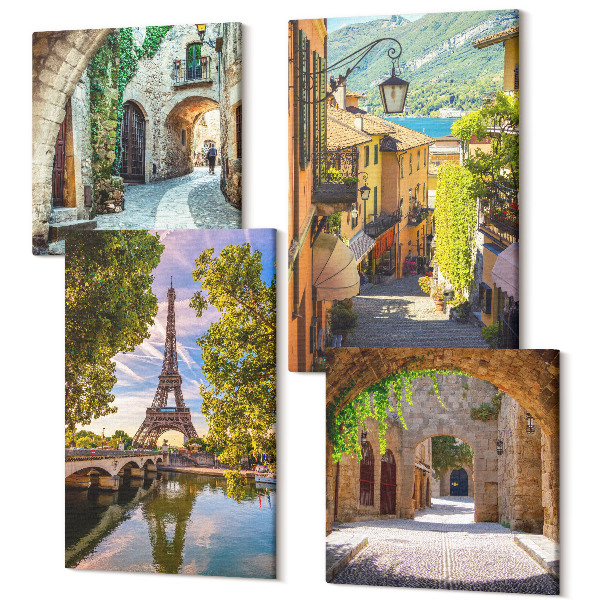 Tablou 4 piese Străzi frumoase, arhitectură istorică, Turnul Eiffel