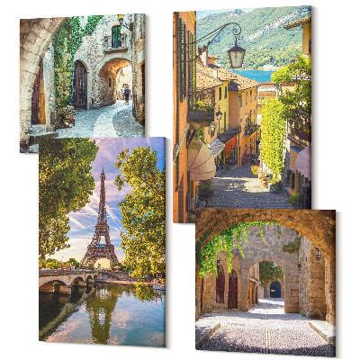 Tablou 4 piese Străzi frumoase, arhitectură istorică, Turnul Eiffel