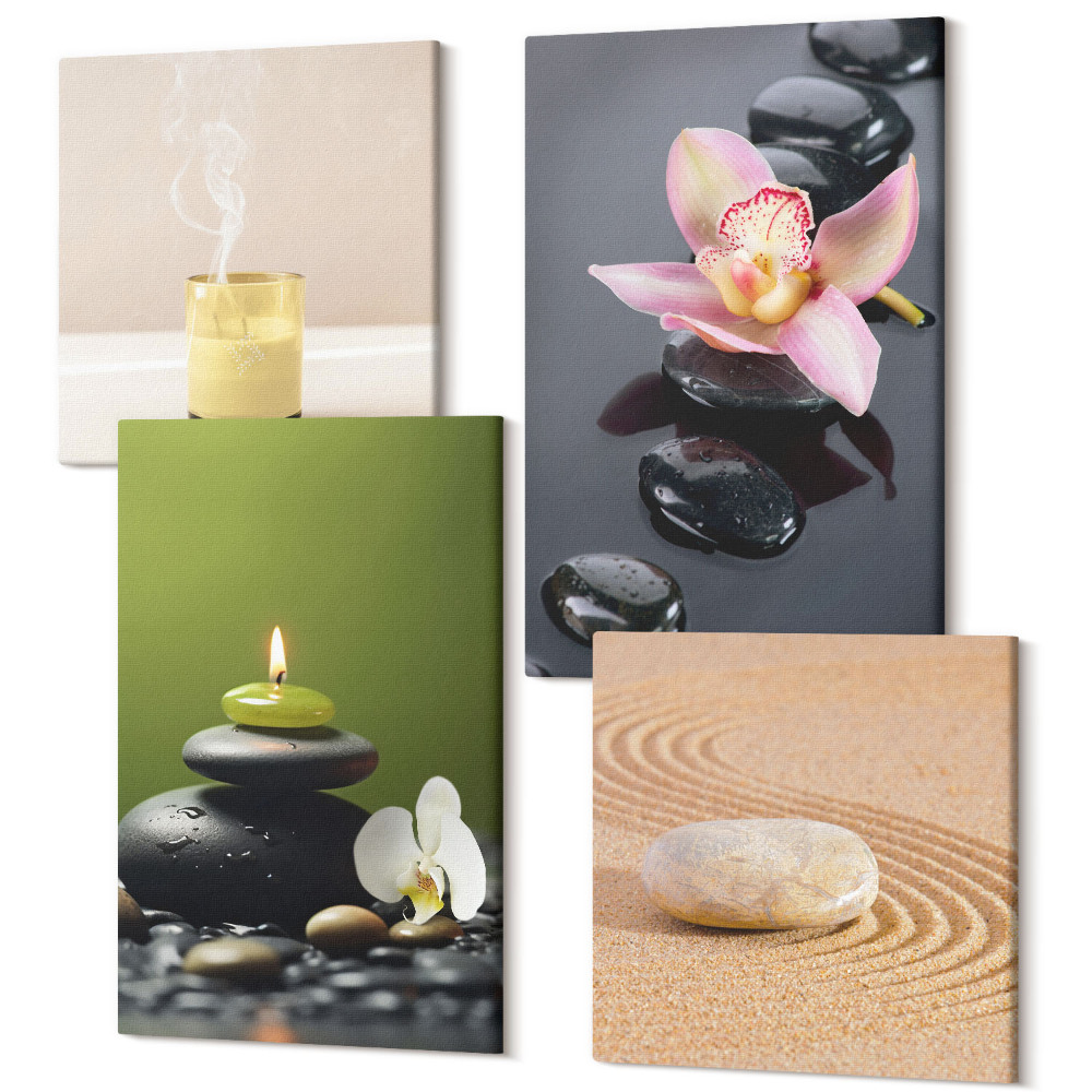 Tablouri multicanvas 4 piese Motive relaxante din piatră de pace și zen