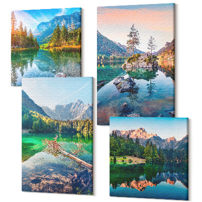 Tablouri canvas set 4 piese Lacuri de munte cu apă și peisaje naturale înconjurătoare