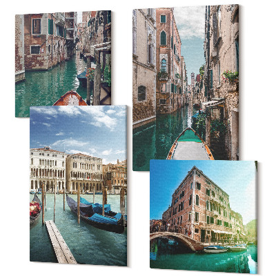 Tablouri multicanvas 4 piese Vederi la Veneția cu canale și arhitectură urbană