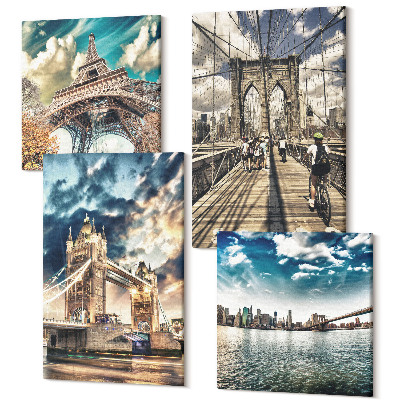 Tablouri multicanvas 4 piese Poduri și turnuri în orașele europene