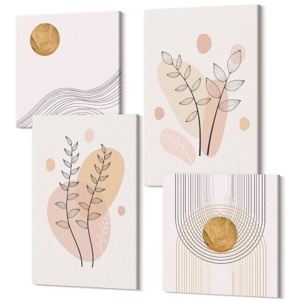 Tablou 4 piese Desene abstracte minimaliste cu plante