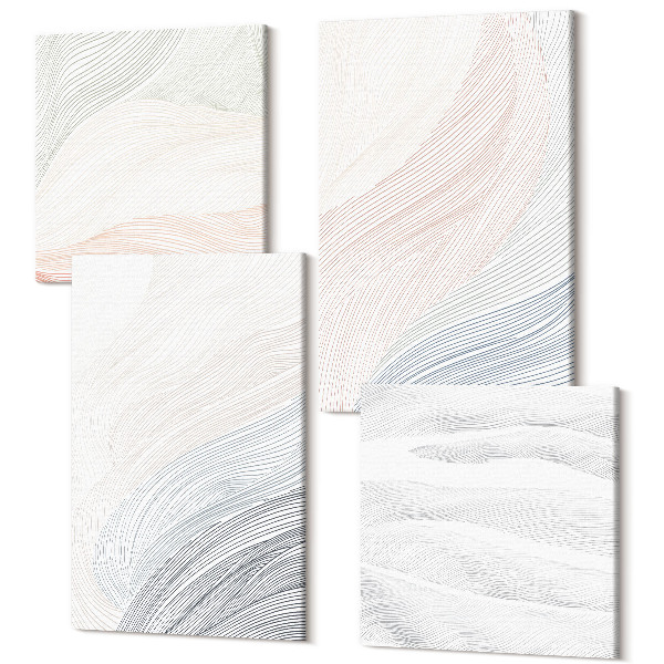 Tablouri multicanvas 4 piese Pictură cu valuri abstracte pe carton în culori pastelate