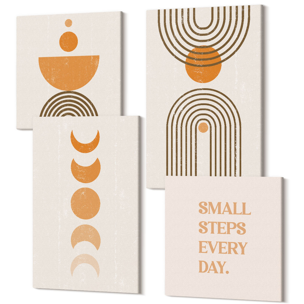 Tablouri canvas set 4 piese Modele și litere abstracte boho minimaliste