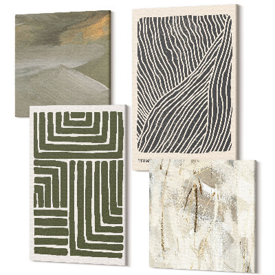 Tablouri multicanvas 4 piese Modele de linii și forme în nuanțe de verde