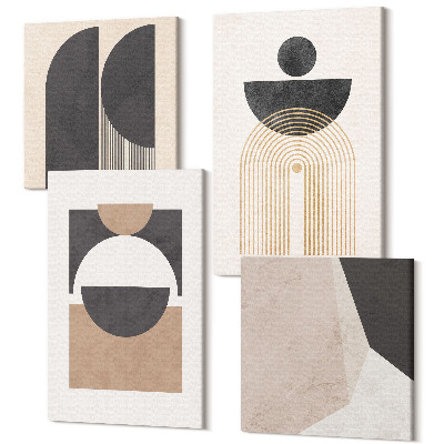 Tablou 4 piese Forme abstracte în nuanțe de bej și maro