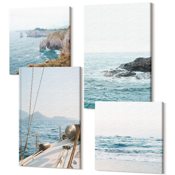 Tablou 4 piese Vederi de coastă la mare, peisaje delicate