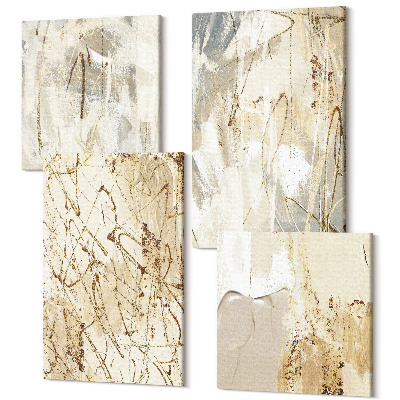 Tablouri multicanvas 4 piese Forme și linii pictate abstract în bej