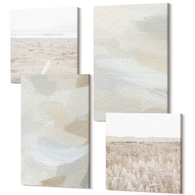 Tablou 4 piese Fundal abstract deschis cu mișcări delicate de pensulă