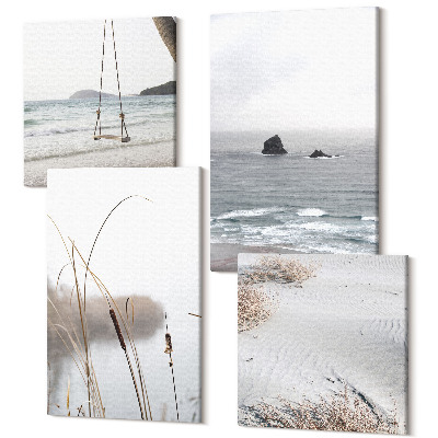 Tablouri multicanvas 4 piese Vegetație acvatică vederi delicate de vară