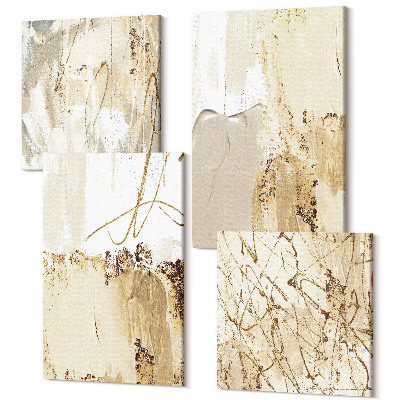 Tablou 4 piese Modele abstracte în nuanțe de bej și alb